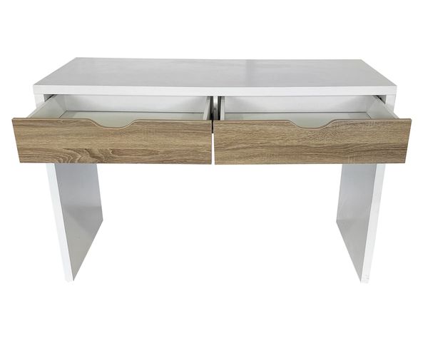 Centro trabajo 2 personas Reine blanco/natural 140x180x45 cm-4