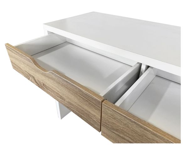 Centro trabajo 2 personas Reine blanco/natural 140x180x45 cm-5