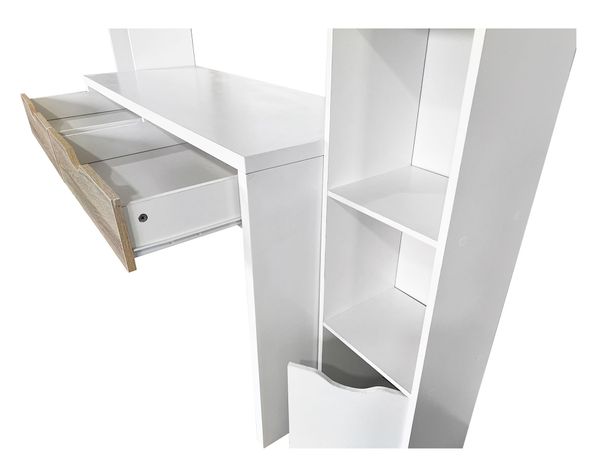 Centro trabajo 2 personas Reine blanco/natural 140x180x45 cm-6