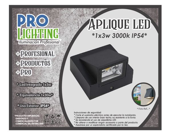 Aplique LED 1L luz cálida negro Pro-Lighting-1