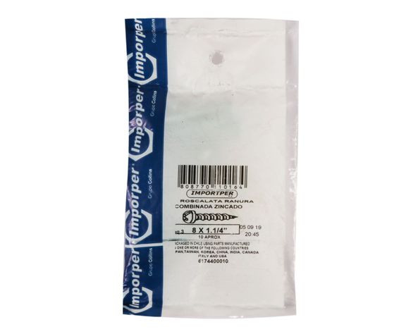 Roscalata ranura combinada 8 mm 1 1/4'' 10 unidades Imporper-1