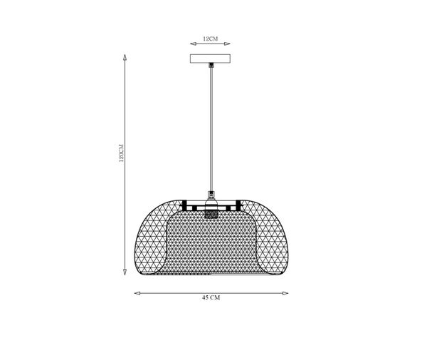 Lámpara colgar 1L E27 45 cm Ratán-3