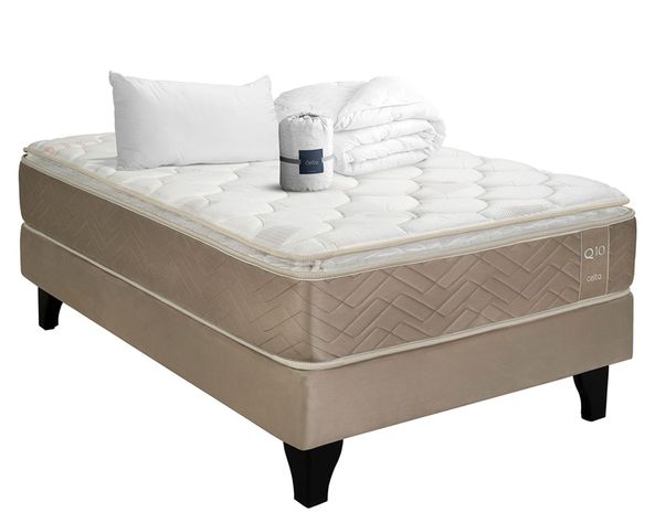 Cama europea 1.5 plazas x 190 cm Q10 Premium + set textil-0