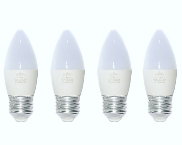 Pack 4 ampolletas Led Vela E27 Cálida 6 W-0