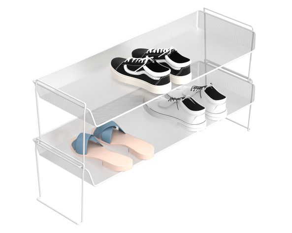 Zapatero apilable Malla blanco-3