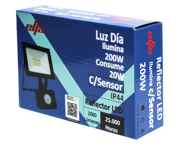 Reflector LED con sensor 20W 11 cm luz fría negro-1