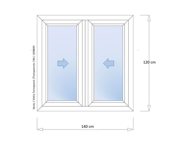 Ventana Pvc 140x120 cm Termopanel con gas Argón 2 hojas correderas blanco-3