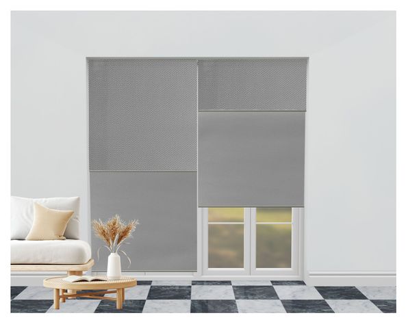 Cortina roller blackout doble 250x250 cm Sunscreen gris Cotidiana-0