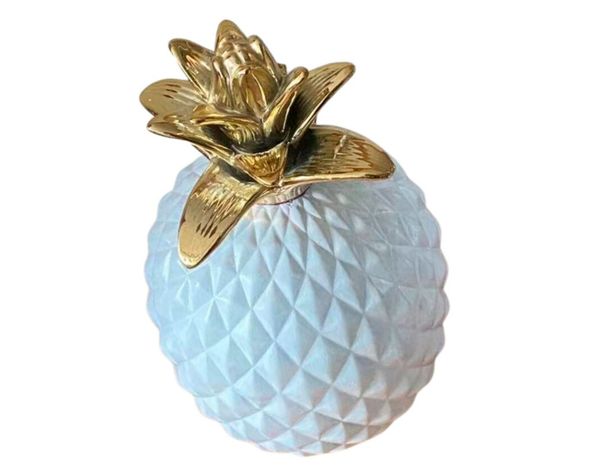 Figura decorativa Piña blanco-1