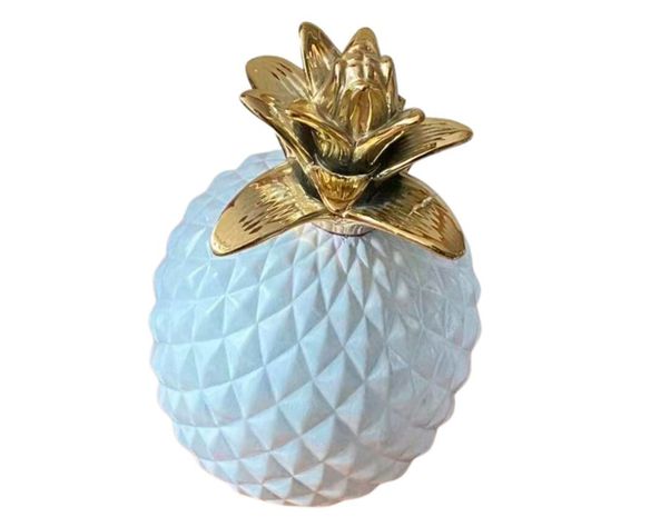 Figura decorativa Piña blanco-2