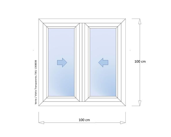 Ventana PVC 100x100 cm Monolítica 2 hojas correderas Blanco-2
