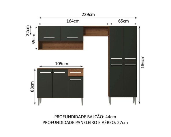 Kit cocina 9 puertas 1 cajón Emilly dark-5