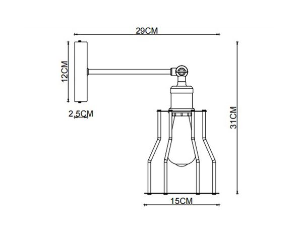 Aplique 1L E27 Aragona negro Abitare-4