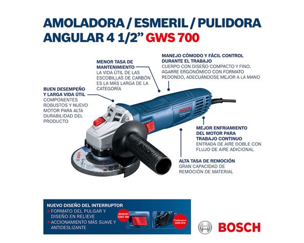 Esmeril angular 115 mm 710W GES 700 220V Bosch-3