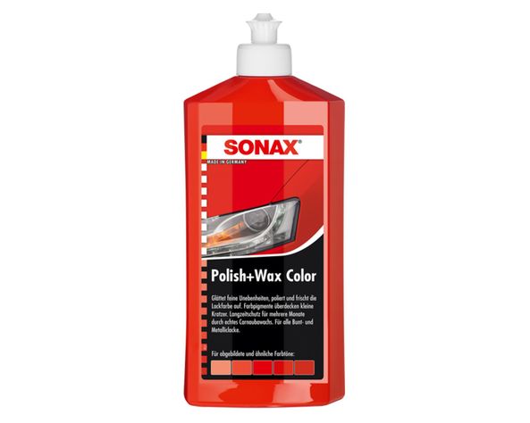 Cera auto 500 ml Polish&wax color rojo Sonax-0