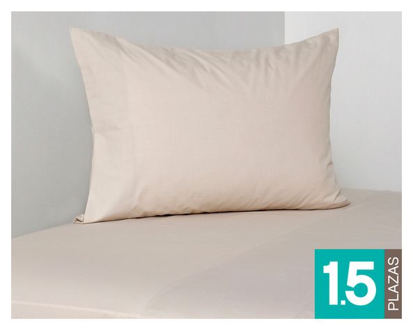Juego de sábanas 1.5 plazas 180 hilos Taupe beige-0
