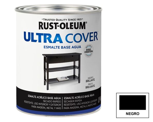 Esmalte al agua 946 ml Ultra cover negro brillante Rust-Oleum-0