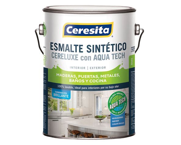 Esmalte sintético 1 galón Cereluxe Aqua Tech azul pacífico brillante Ceresita-0