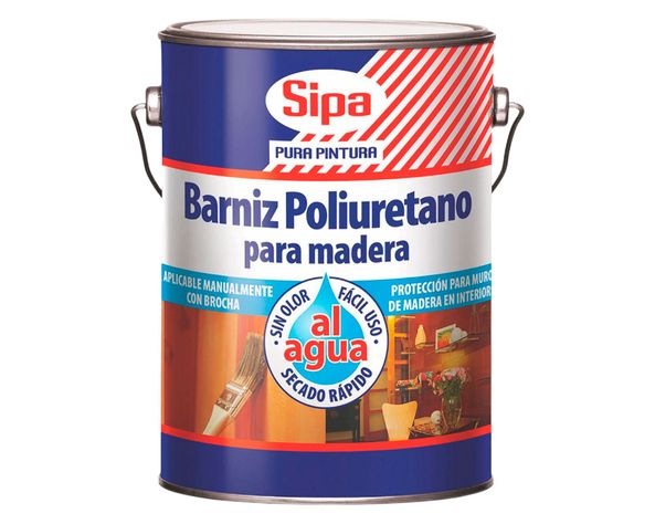 Barniz al agua 3 litros Poliuretano transparente semi brillante Sipa-0