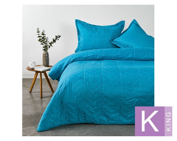 Quilt Bicolor turquesa/gris king-0