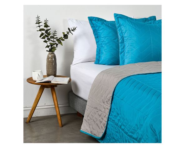 Quilt Bicolor turquesa/gris king-1