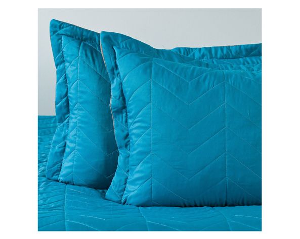 Quilt Bicolor turquesa/gris king-2
