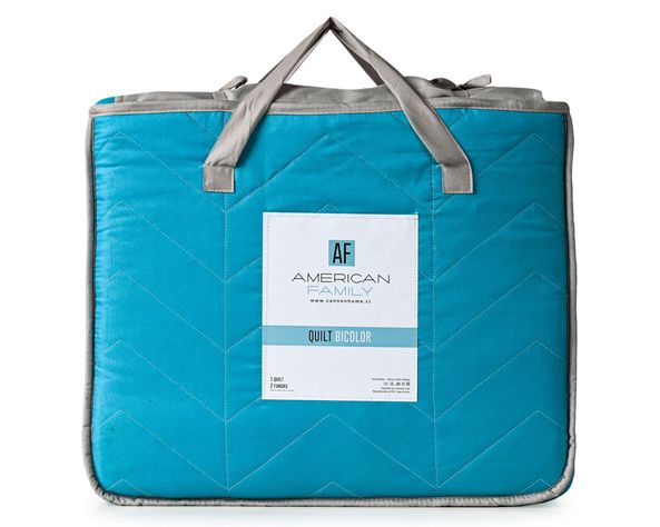 Quilt Bicolor turquesa/gris king-4