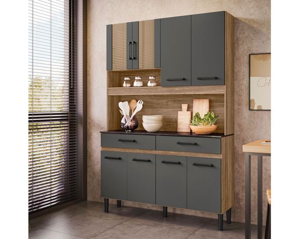 Kit cocina 8 puertas 2 cajones Barbara gris-3