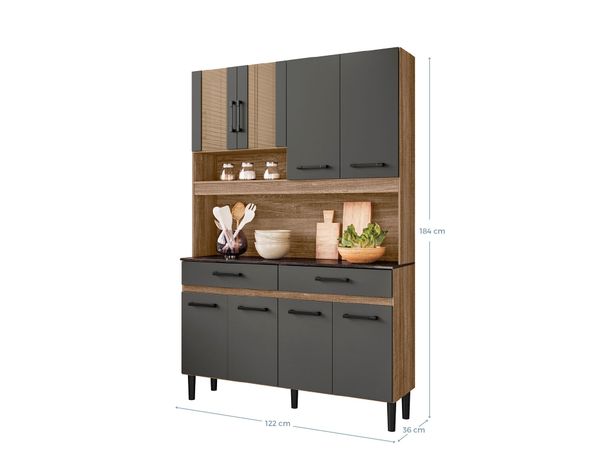 Kit cocina 8 puertas 2 cajones Barbara gris-4