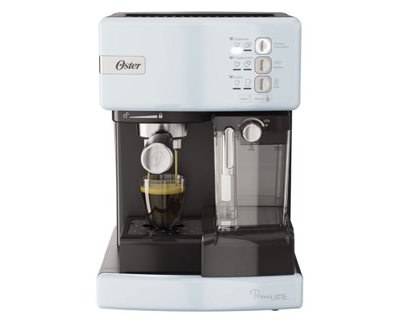 Cafetera espresso Prima latte cotton candy celeste Oster-0