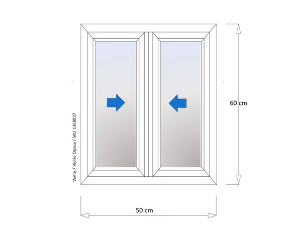 Ventana PVC 60x50 cm Monolítica 2 hojas correderas blanco semibrillo-2