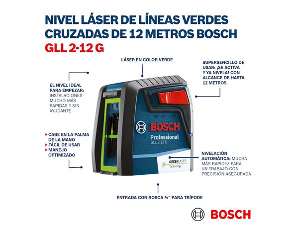 Nivel láser líneas cruzadas GLL 2-12 G Bosch-3