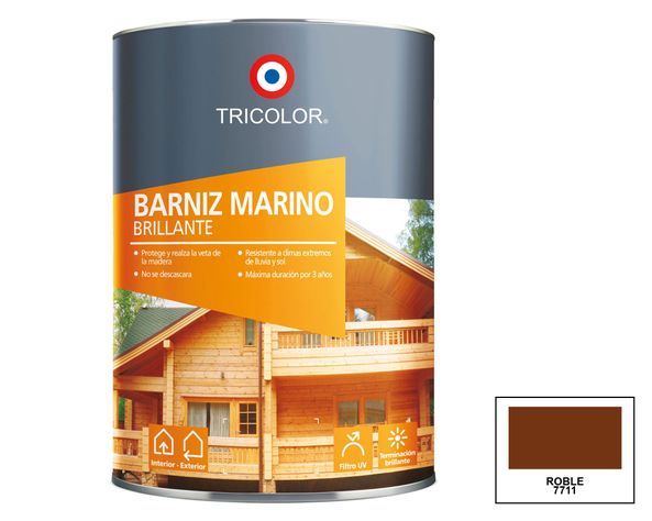 Barniz marino 1/4 galón roble brillante Tricolor-0