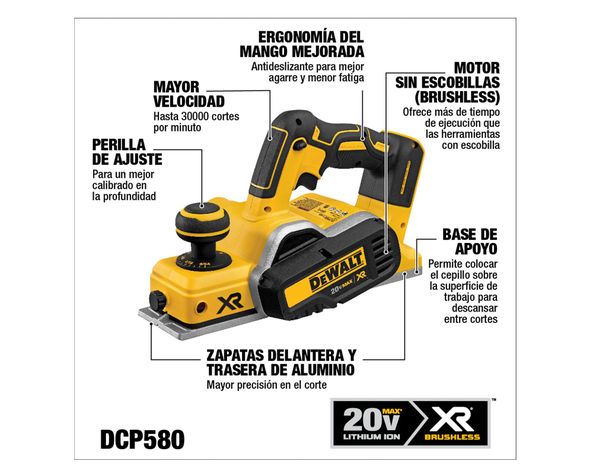 Cepillo XR 20V DCP580B Dewalt-2