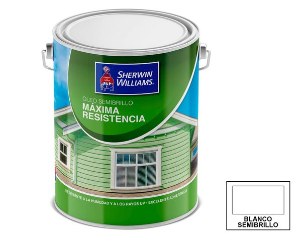 Óleo 1 galón Máxima resistencia blanco semi brillante Sherwin Williams-2