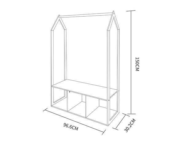 Clóset infantil madera 3 Espacios 150x96.6x30.2 cm-2