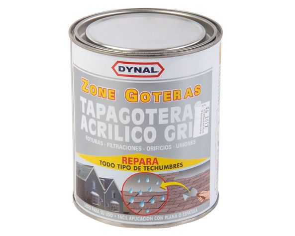 Tapagoteras acrílico 1/4 galón Zone goteras gris Dynal-0