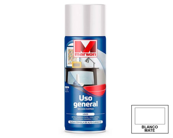 Pintura spray Secado rápido blanco mate Marson-1