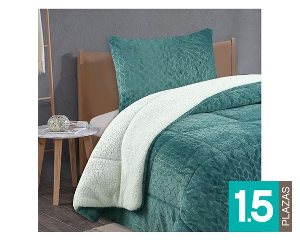 Plumón sherpa Coral turquesa 1.5 plazas-0