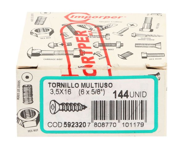 Tornillo multiuso 3,5 mmx5/8'' 144 unidades Imporper-1