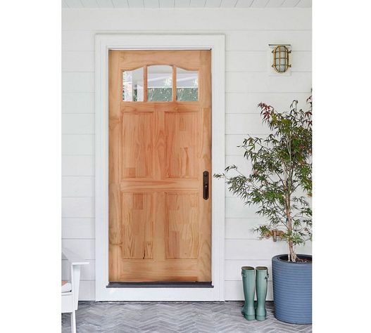 Puerta Pino Radiata Emiliana 85x210 cm 3 vidrios Moldupanel-0