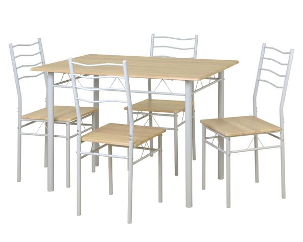 Comedor 4 sillas Barry natural/blanco-0