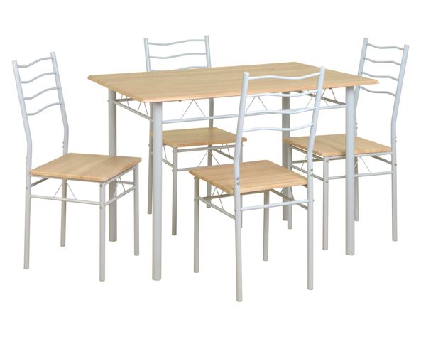 Comedor 4 sillas Barry natural/blanco-1