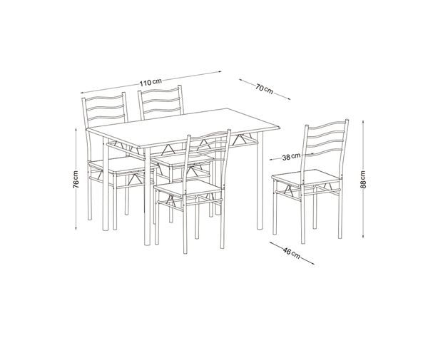 Comedor 4 sillas Barry natural/blanco-7