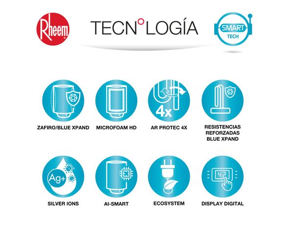 Termo eléctrico digital 30 litros blanco Rheem.-2