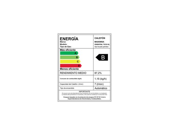 Calefont tiro natural 7 litros gas licuado Essential Eco-4