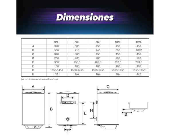 Termo eléctrico 100 litros Mural blanco Splendid-6