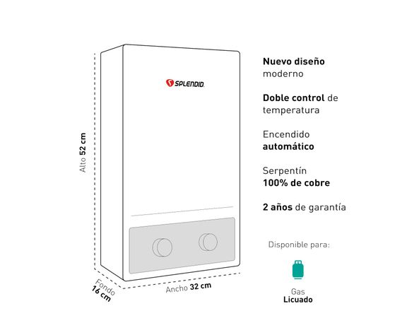 Calefont ionizado tiro natural 7 litros gas licuado MV SB 7 Splendid-5