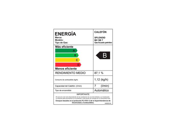 Calefont ionizado tiro natural 7 litros gas licuado MV SB 7 Splendid-7