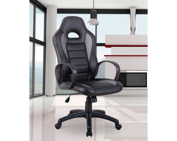 Silla de escritorio ejecutiva Gamer 0246 negro/gris M+Design-3